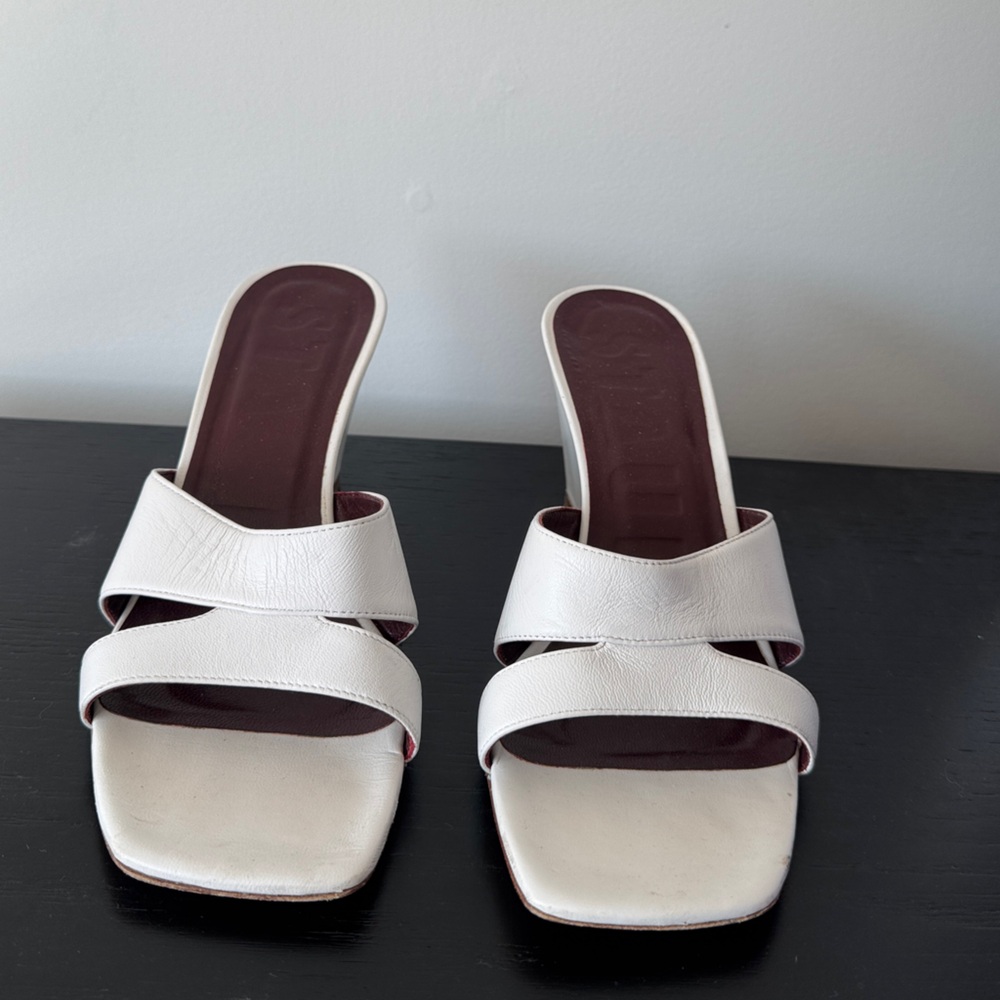 Staud White Women's Slide Sandals